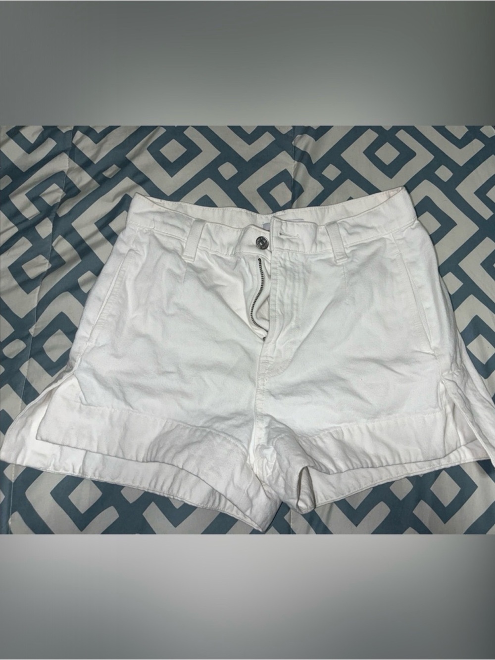 7 For All Mankind White Denim Short Shorts